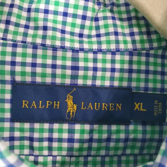 Ralph Lauren Men's Blue Green Plaid Button Down Long Sleeve Shirt Size XL - Picture 3 of 7